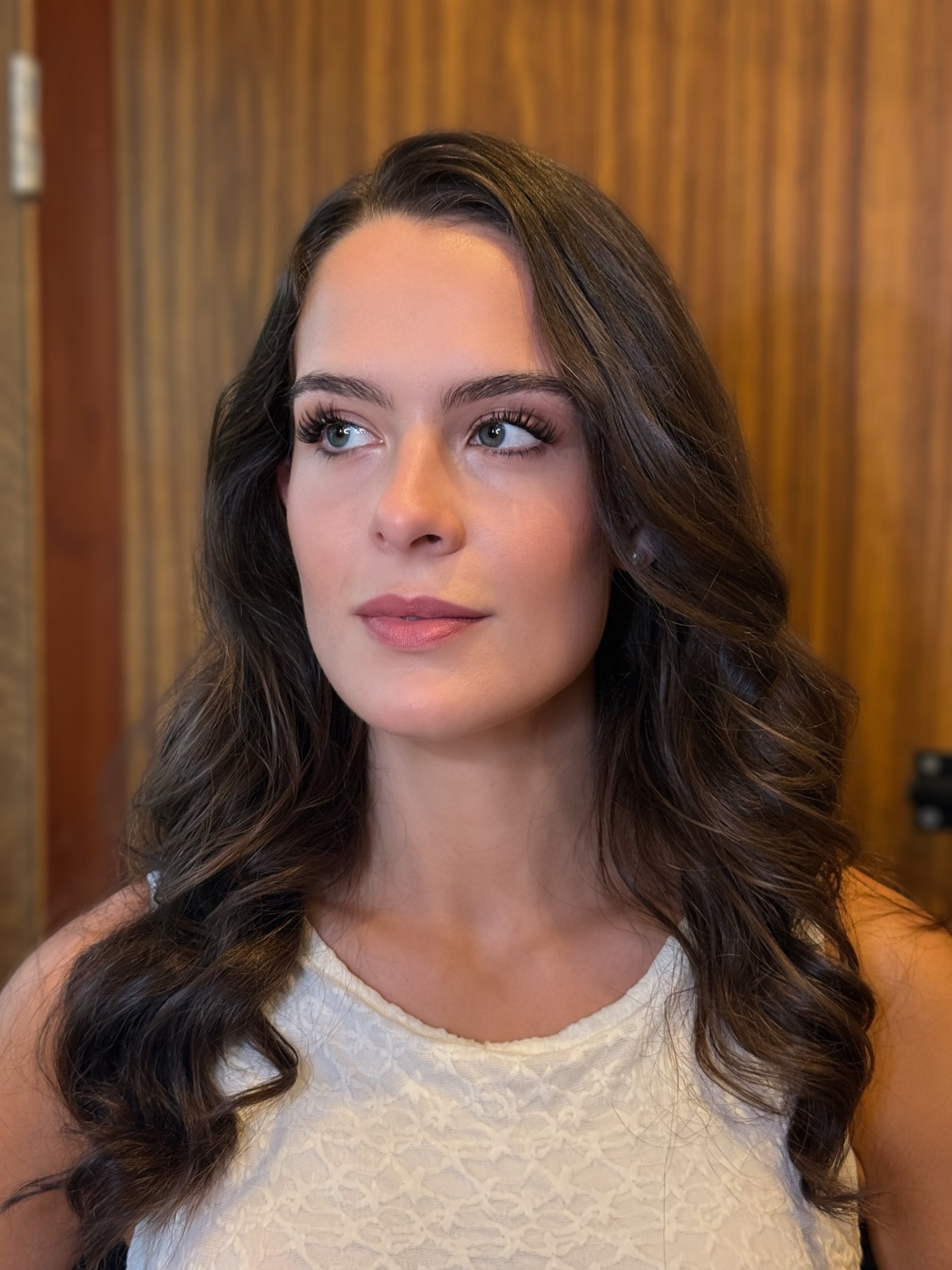 Bridal hair styled in soft waves